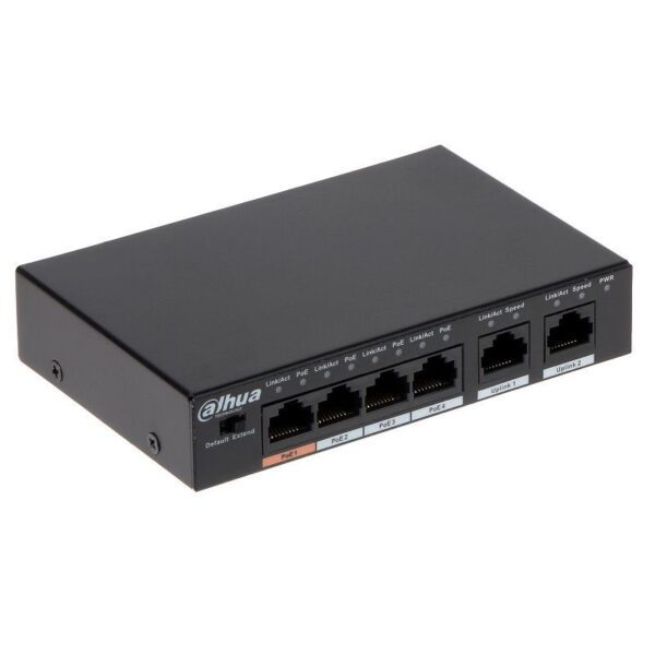 DAHUA SWITCH POE DH-PFS3006-4ET-60-V2 (NO ADMINISTRABLE) 6 PUERTOS 10/100MBPS 4 PUERTOS POE
